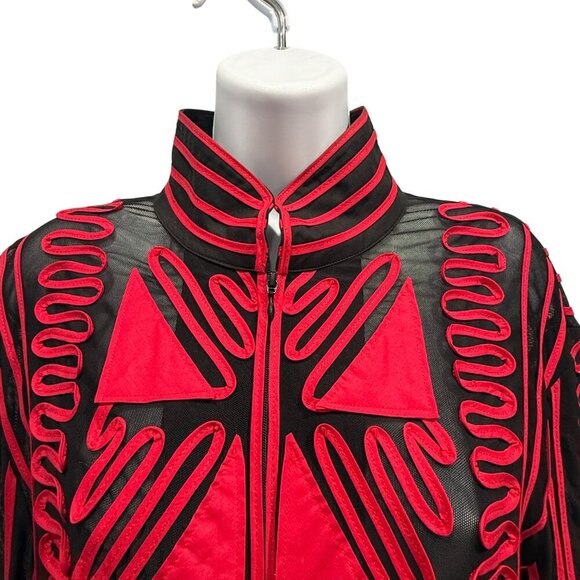 VTG Joseph Ribkoff Statement Jacket Black Red Geometric Abstract Bold 80s 90s XL - Picture 3 of 14
